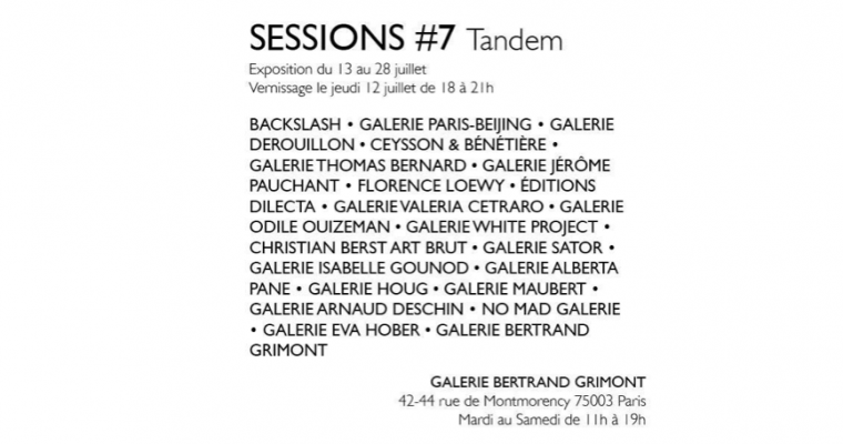 13▷28/07 – SESSIONS #7 (TANDEM) –  GALERIE BERTRAND GRIMONT PARIS