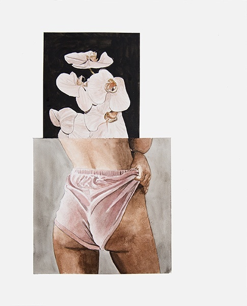 Léo Dorfner – You hit me with a flower, 2018. Acuarela sobre papel. 50 x 40 cm