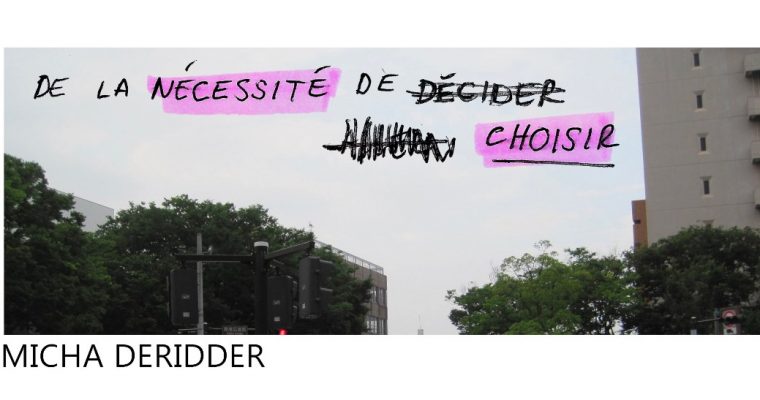 Micha Deridder – De la nécessité de choisir – 10/01 au 15/02 – Galerie RDV, Nantes