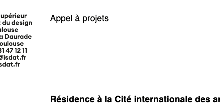 APPEL À PROJETS RÉSIDENCE À LA CITÉ INTERNATIONALE DES ARTS, PARIS