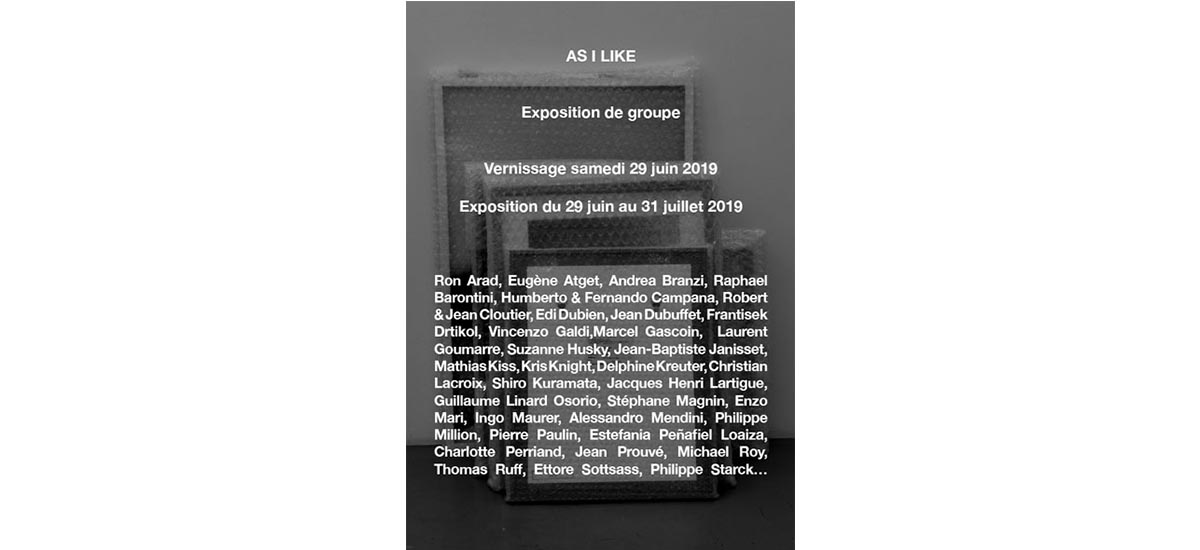 As I like – 29/06 au 31/07 – Galerie Alain Gutharc, Paris