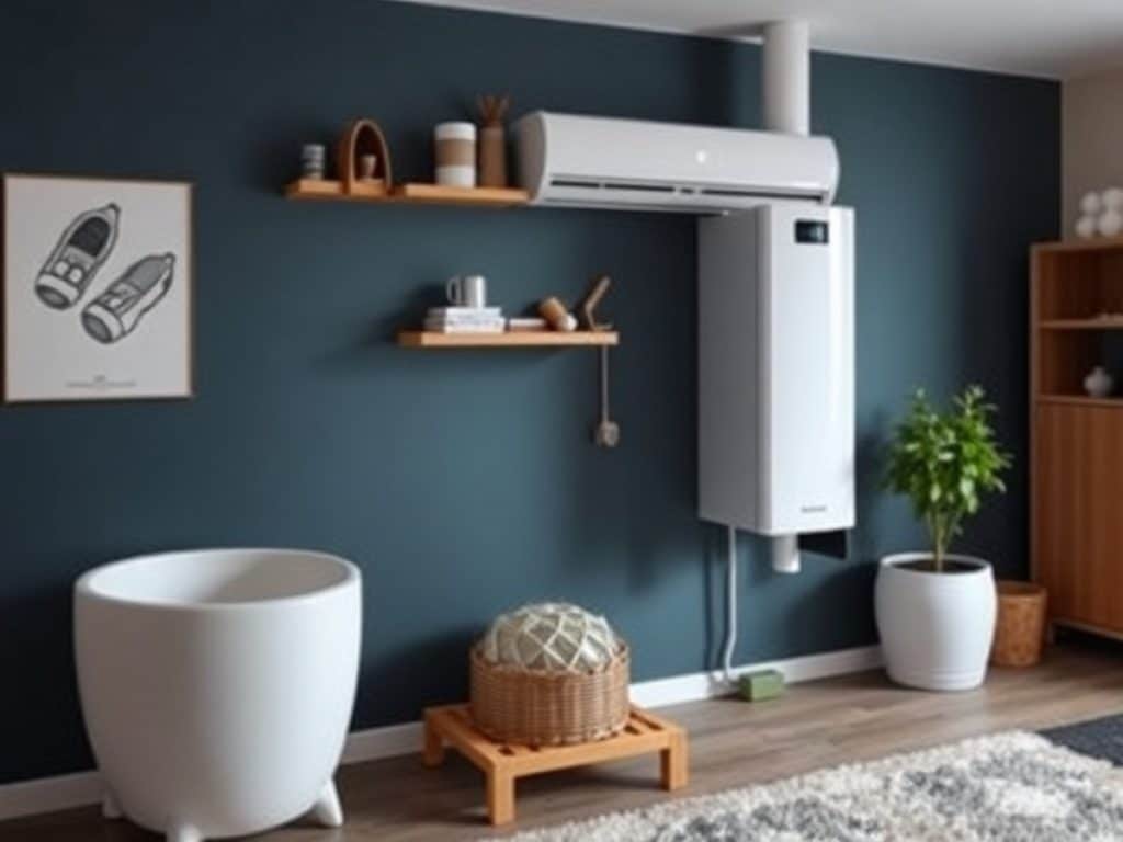 Un enfant se chauffe les mains sur le radiateur de la maison