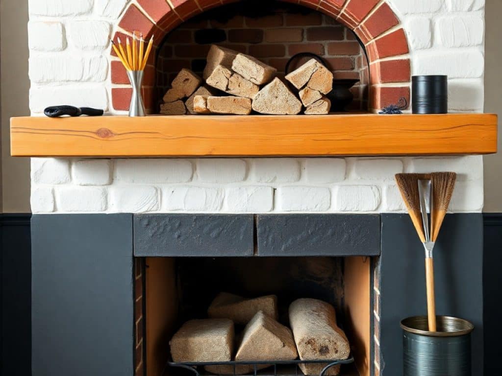 Un homme, debout sur le toit de la maison, effectue le ramonage d’une cheminée par le haut