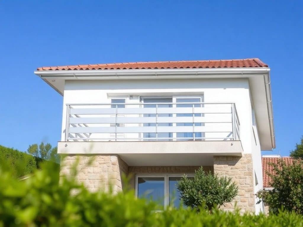 Vue sur un balcon avec garde-corps en acier