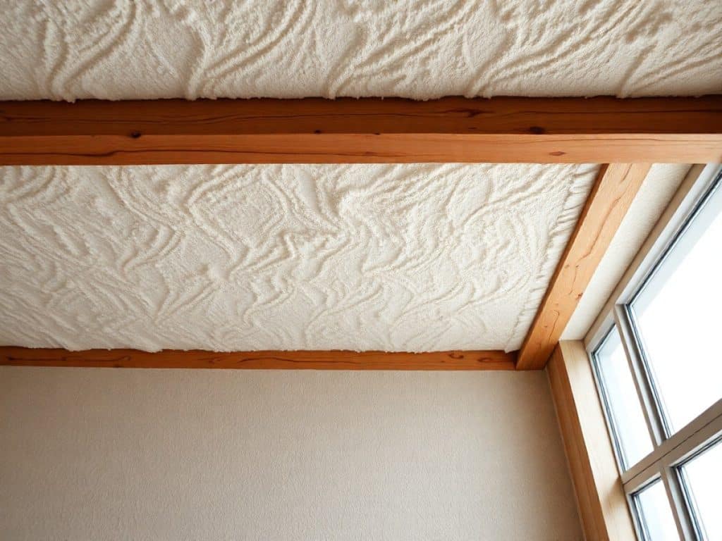 Vue intérieure d'une pièce vide d’une maison en construction avec les murs et le plafond sans finition