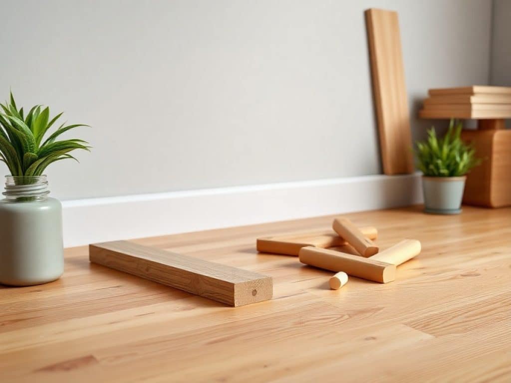 Travaux d'installation du parquet en bois