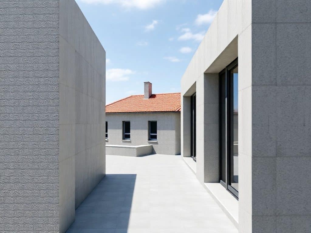 Un maçon en train de construire un mur en briques monomur