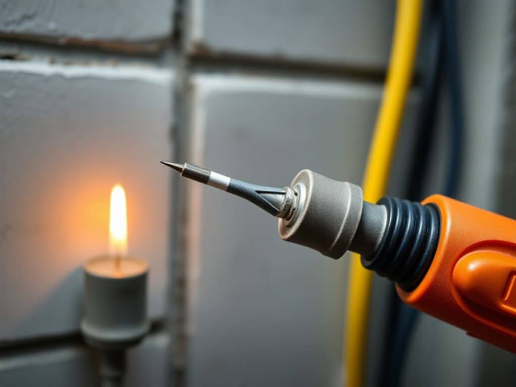 Une personne en gants blancs en train de dénuder des fils électriques avec une pince