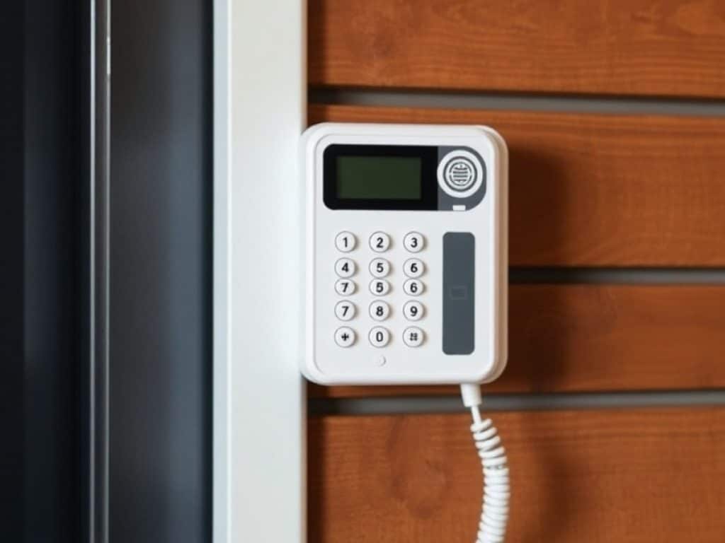 Zoom sur la main d'une personne appuyant sur un bouton de l'interphone