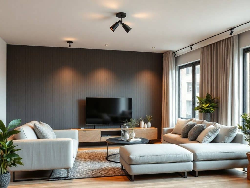 des spots fixés au plafond près d'une fenêtre