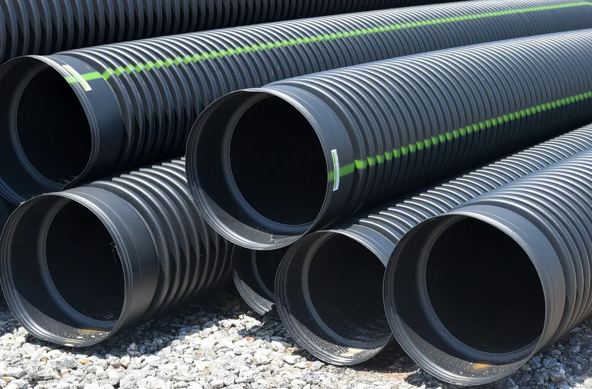 Tuyaux en cuivre installés sur une structure de plomberie